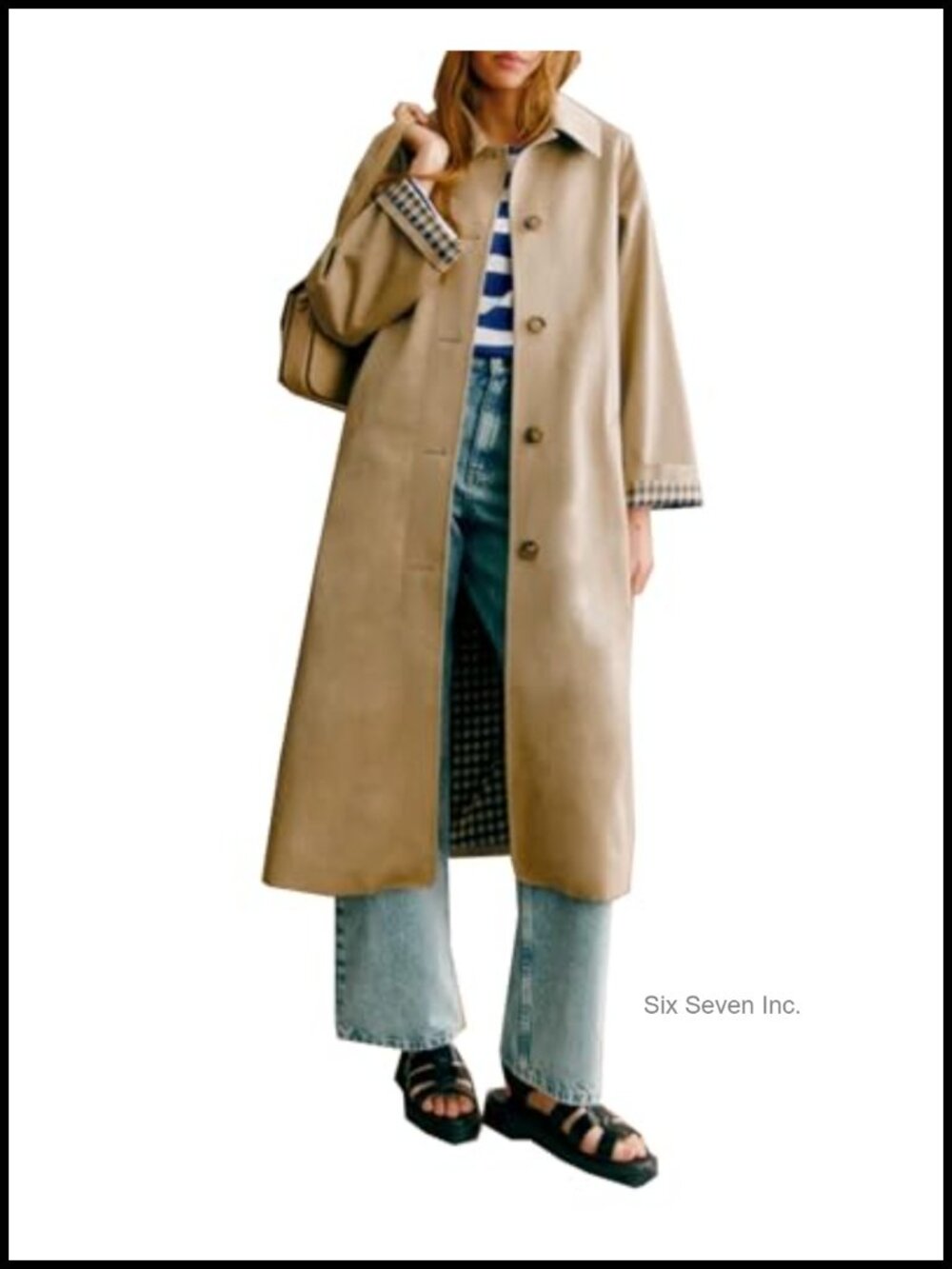 Oversized Single Breasted Trench Coat Classic Button Down Long Jacket